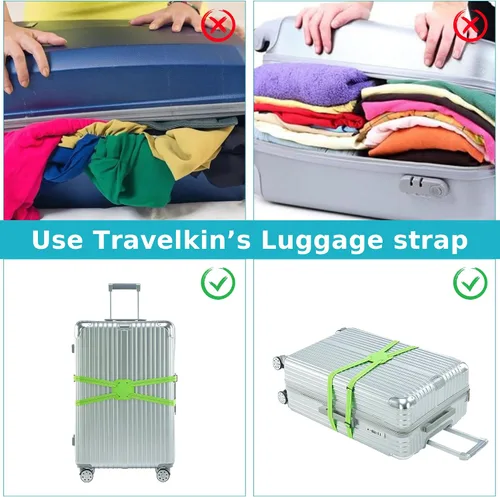 Vista 3 de Travelkin - Correas de equipaje elásticas para maletas, bolsa de viaje, cinturón elástico para equipaje de mano