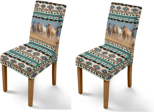 Vista 55 de Rnyleeg Juego de 1 fundas para sillas étnicas para sala de estar, sin brazos, estampado tribal azteca, elásticas, fundas protectoras para sillas