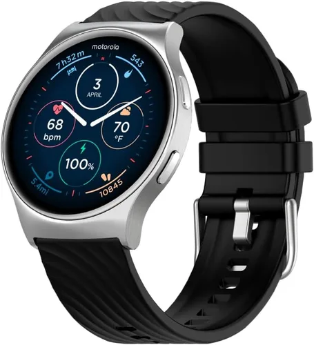 Vista 9 de Motorola Moto Watch 120 - Reloj inteligente Bluetooth de alta calidad con pantalla AMOLED, batería de 10 días, seguimiento de frecuencia cardíaca