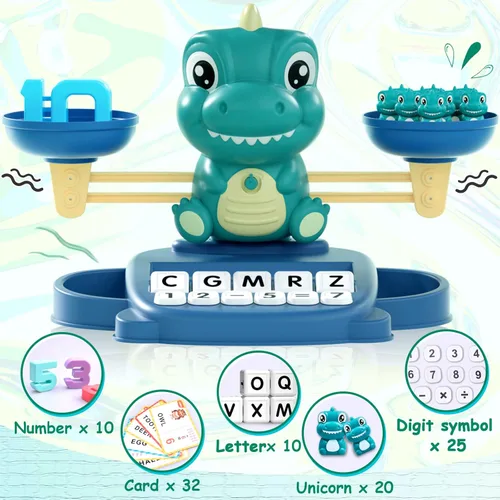 Vista 2 de Kaodezhu - Juguete de equilibrio matemático de dinosaurio para niños y niñas - Juguete Montessori de emparejar letras para niños de 3 años, juguete