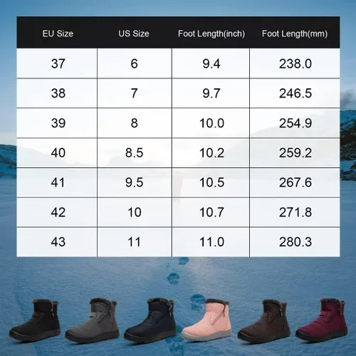Vista 2 de Cheval Botas de invierno con cremallera para mujer, botines cálidos con forro de piel, antideslizantes, impermeables, cómodas, botas de invierno