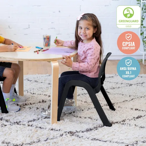 Vista 7 de ECR4Kids Silla apilable SitRight de plástico, 11 pulgadas, muebles de aula, negro, paquete de 4