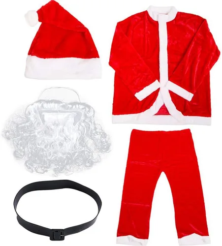 Vista 3 de Traje de Papá Noel, disfraz clásico de franela de terciopelo de Navidad para hombre