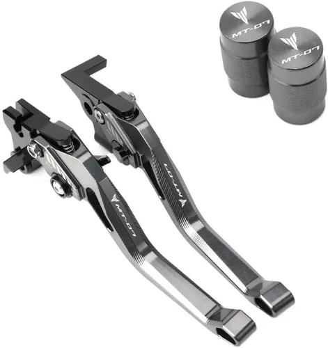 Vista 9 de F para Yamaha MT07 FZ07 Mt-07 2019 2020 2021 Palancas de embrague de freno corto y tapas de aire Y para válvula de neumático de automóvil