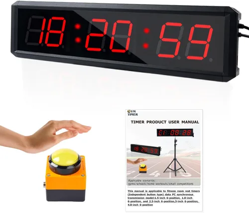 Vista 9 de Temporizador de fitness con botón cronómetro, adecuado para la escuela/exámenes/ejercicio en casa/gimnasio/gimnasio SMAHEAT temporizador electrónico