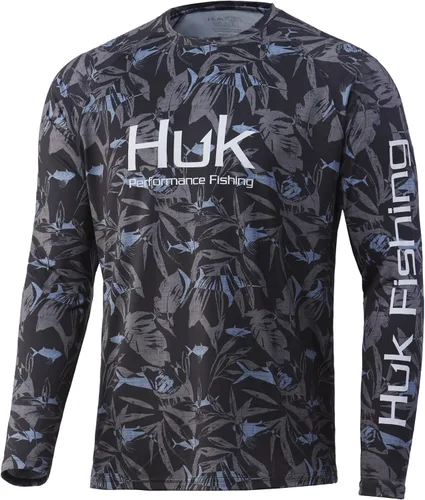 Vista 6 de Huk Pursuit Vented LS para hombre Refracción Fish Fade - San Sal/Wahoo