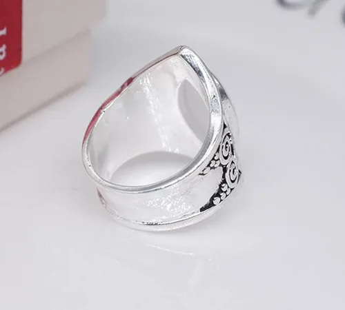 Vista 5 de Anillo de plata vintage de plata de ley 925 con piedra lunar natural para mujer, elegante anillo de boda con piedras preciosas, 6, Plata, Piedra