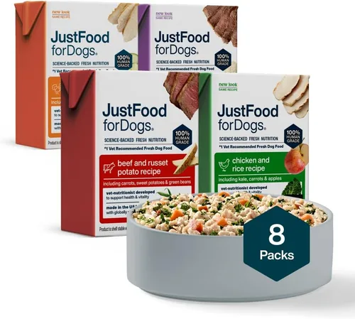 Vista 23 de JustFoodForDogs Pantry Fresh - Paquete variado de comida húmeda para perros, comida completa o complemento alimenticio para perros, recetas