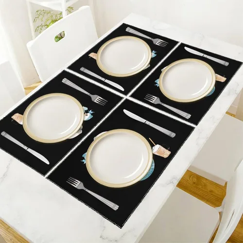 Vista 5 de Mermaid Milk Tea Placemats Set of 6 Resistant Table Mats Washable Place Mats for Dinner Party Table Decoration