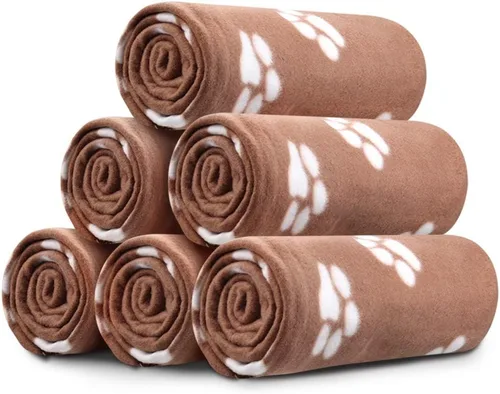 Vista 10 de Comsmart - Manta cálida con estampado de huellas para perros y gatos