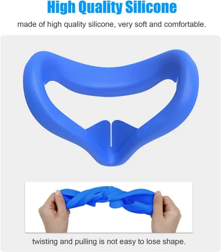 Vista 7 de AMVR - Funda facial para Quest 2, máscara facial de silicona a prueba de sudor y cojín facial para auriculares Quest 2 VR, lavable, ligera
