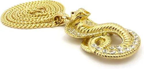 Vista 4 de Nuevo helado fuera Cobra Serpiente Colgante y 36" cadena Cubana Hip Hop collarCP12