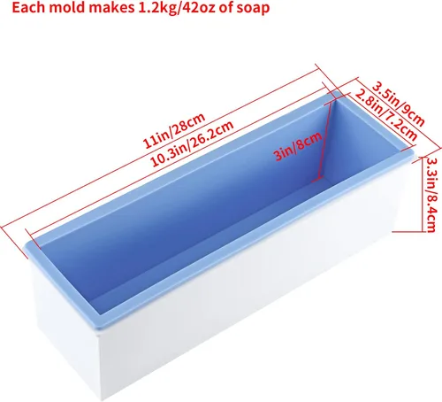 Vista 3 de Molde de jabón para pan con caja de plástico, molde rectangular de silicona flexible de 42 onzas, herramienta de fabricación de remolinos para jabón