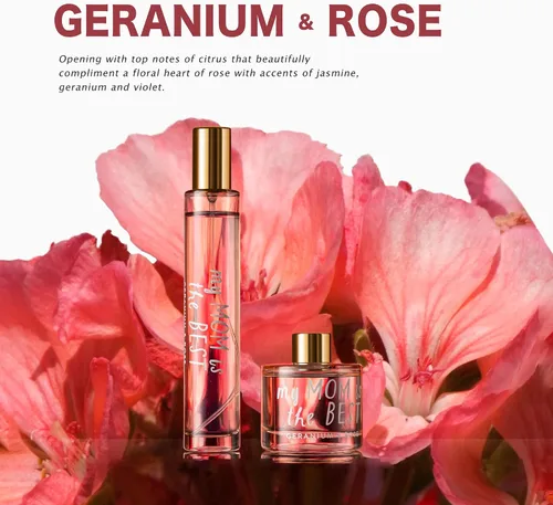Vista 2 de Hidden Label Juego de velas de soja: regalo de geranio y rosa "Best Mom" con difusor de varillas y spray para habitación Cestas de regalo para mamá