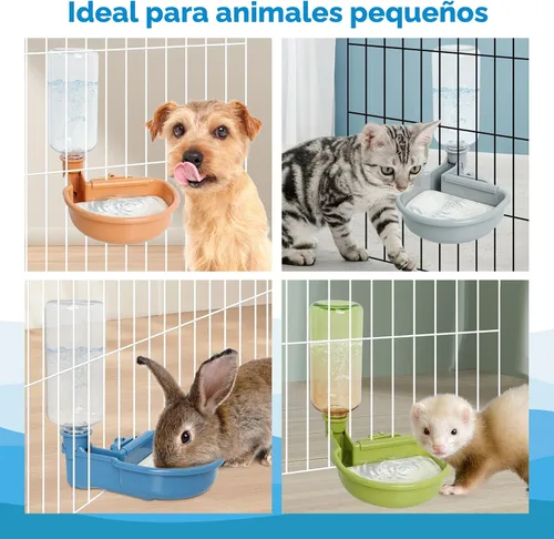 Vista 5 de Vannon Botella de agua para mascotas de 16oz, dispensador de tazón de agua por gravedad para jaula, dispensador de agua anti-desbordamiento