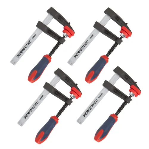 Vista 6 de POWERTEC 71591 Abrazadera F de 4 pulgadas resistente estilo F Abrazaderas de barra para carpintería, capacidad de 330 libras cada una, paquete de 2