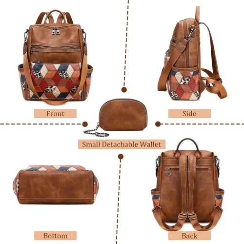 Vista 6 de AGLOD mochila de cuero para mujer, bolso de diseñador para damas, con correa para el hombro, bolso de trabajo de imitación, bolsos de mano