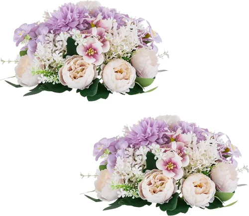 Vista 10 de Bolas de flores artificiales para centros de mesa: 2 piezas de rosas rojas para centros de mesa, arreglos florales, centro de mesa para bodas