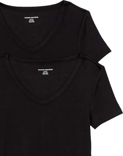 Vista 6 de Tienda Essentials - Camiseta de manga corta con cuello en V para mujer, 2 piezas