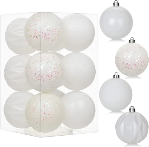 Vista 48 de 30 piezas de adornos de bola de árbol de Navidad irrompibles negros para decoración navideña