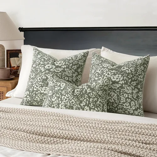 Vista 6 de MIULEE Juego de 1 funda de almohada floral de 12 x 20 pulgadas, fundas de almohada decorativas de lino neutro para sofá y sillón, sala de estar