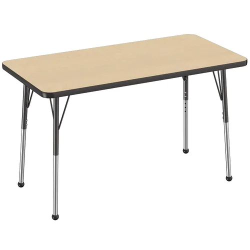 Vista 135 de FDP - Mesa rectangular para actividades escolares y de oficina (24 x 36 pulgadas), patas estándar con deslizadores giratorios, altura ajustable