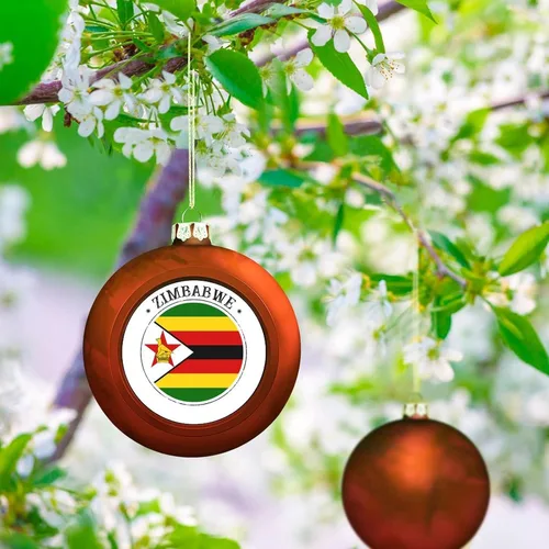 Vista 6 de Adorno de bola de Navidad de Zimbabwe, bandera de Zimbabue, adornos colgantes de recuerdo, regalo de recuerdo para árbol de Navidad, decoración