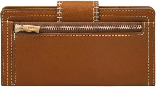 Vista 2 de Fossil Logan - Cartera de piel con bloqueo RFID para mujer, color fantasía (SaddleNatural)