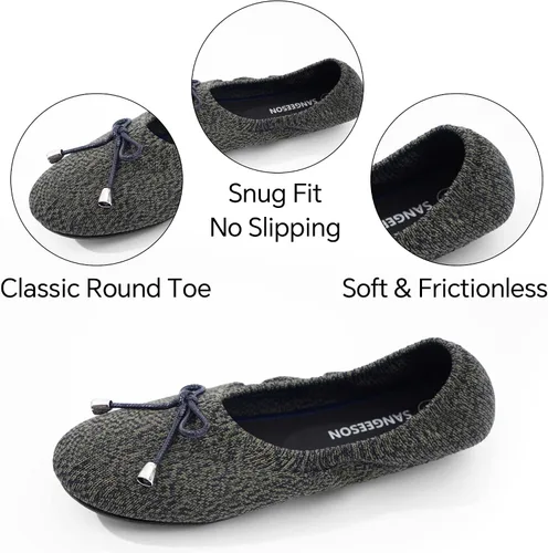 Vista 4 de SANGEESON Zapatos planos de ballet para mujer, zapatos de vestir cómodos con punta redonda