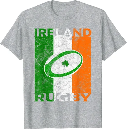 Vista 48 de Camiseta de rugby irlandés con la bandera de Irlanda, regalo vintage Negro