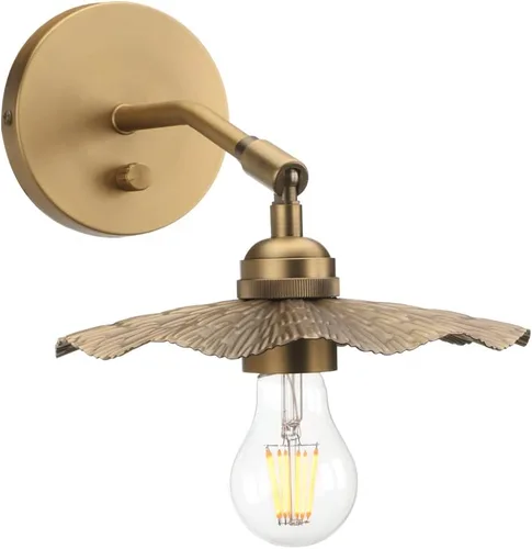 Vista 7 de Pathson Aplique de pared regulable con acabado de latón de metal, ángulo de iluminación ajustable, iluminación de tocador de pared de baño, lámpara