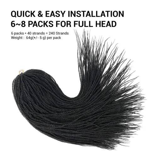 Vista 8 de AU-THEN-TIC Cabello senegalés con trenzas de ganchillo de 22 pulgadas, paquete de 2 paquetes de 40 mechones por paquete, extensiones de cabello