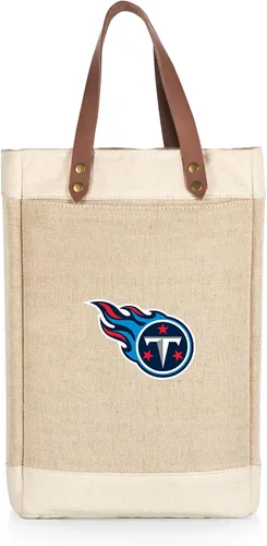 Vista 32 de PICNIC TIME NFL Pinot - Jute 2 Bottle Insulated Wine Bag - Wine Tote Bag - Wine Gift Bag, (Beige)