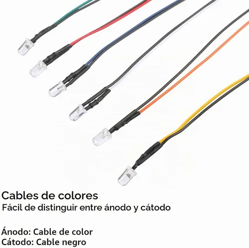 Vista 2 de 30 piezas de luces LED de 12 voltios de 1.8 mm, diodos emisores, precableados, 20 cm, DC 12v, lente transparente, pequeñas lámparas LED [03]