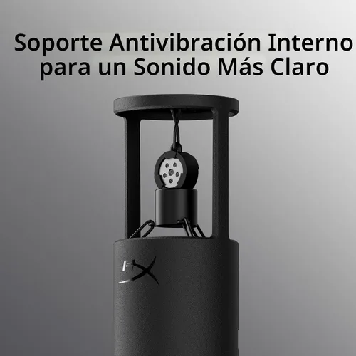 Vista 3 de HyperX SoloCast 2 - Micrófono condensador USB para juegos para PC, USB-C a USB-A, filtro pop integrado, soporte de choque interno, Plug and Play, 24