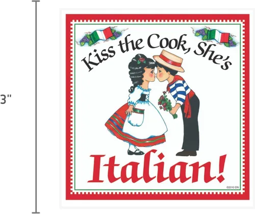 Vista 2 de Regalo italiano para mujer, imán para nevera, beso, cocinero italiano