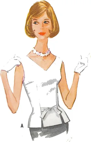 Vista 3 de Patrón vintage de los años 60 - Blusa sin mangas, parte superior - cuatro estilos - busto 36" (91.4cm)