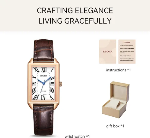 Vista 9 de Reloj clásico de cuarzo para mujer, elegante y resistente, con correa de piel de vacuno, perfecto para cualquier ocasión