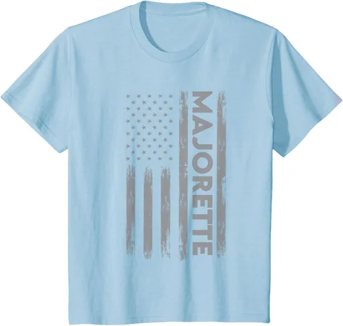 Vista 10 de Great Majorette - Camiseta de bastón giratorio con diseño de bandera de Estados Unidos, Negro, S