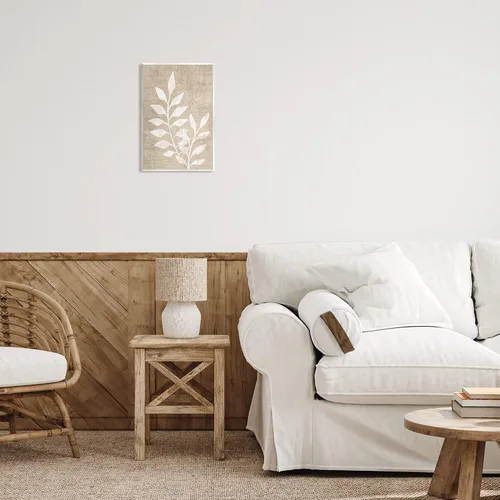 Vista 2 de Stupell Industries Arte de pared de madera con hojas botánicas neutras naturales, diseño de Natalie Carpentieri