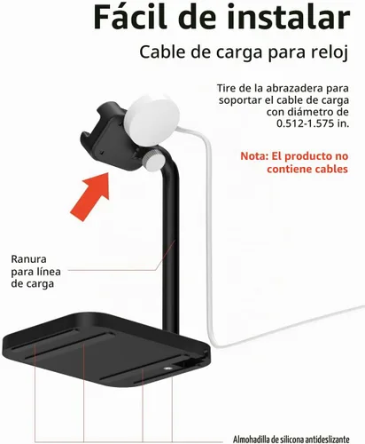 Vista 5 de Base de carga universal ajustable para reloj inteligente con soporte telescópico