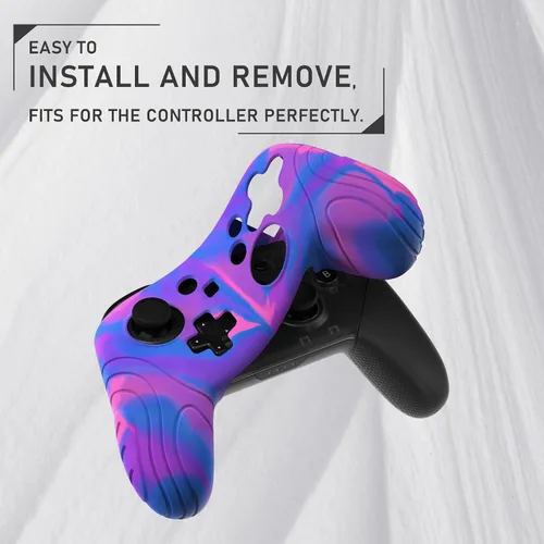 Vista 5 de PlayVital Samurai Edition - Funda protectora ergonómica de silicona para Nintendo Switch Pro, suave y antideslizante, protector de agarre
