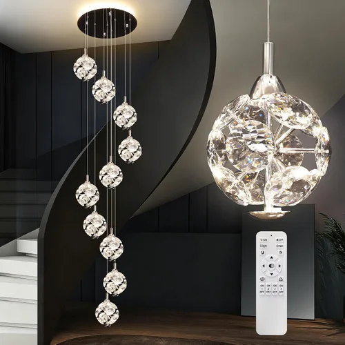 Vista 21 de Lámparas colgantes modernas para isla de cocina, lámpara colgante esférica, pequeño candelabro colgante de cristal para dormitorio, entrada, sala
