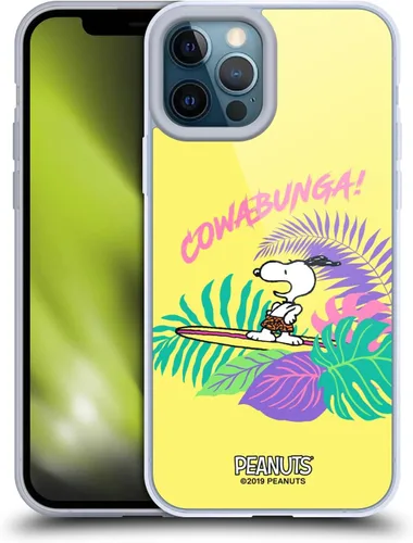 Vista 172 de Head Case Designs Funda de gel suave con licencia oficial de Peanuts Tropical Surf Snoopy Aloha Disco compatible con Apple iPhone 13 Mini Surf