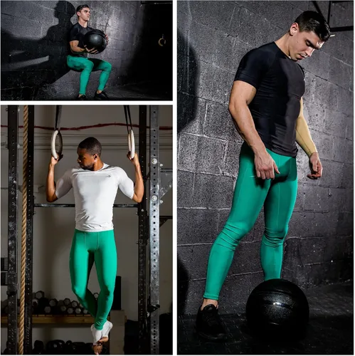 Vista 3 de CompressionZ Pantalones de compresión para hombre, para entrenamiento, deportes Leggings de capa base para correr