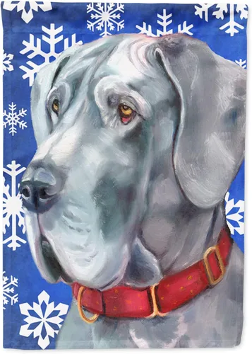 Vista 142 de Caroline's Treasures SC9374GF Bulldog English Snow flakes Holiday Garden Flag Buzón Bandera decorativa para patio exterior, patio, obras de arte