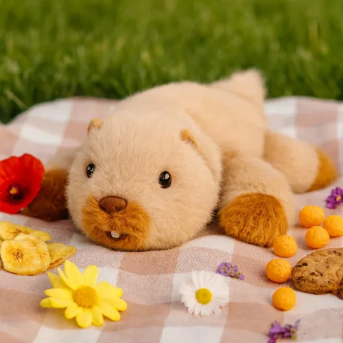 Vista 4 de Adorable animal de peluche de castor suave, lindo regalo de cumpleaños para niños y niñas pequeños