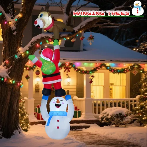 Vista 2 de Inflables colgantes de Navidad de 10 pies, decoraciones de muñeco de nieve