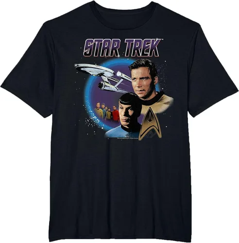 Vista 5 de Star Trek Original Series Vintage Enterprise T-Shirt Baby Blue