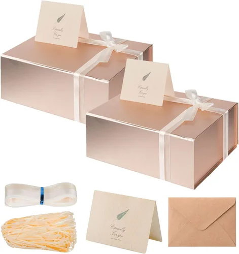 Vista 11 de LIFELUM Square Gift Box with Magnetic Lid, Card, Sticker, Ribbon, Shredded Paper Filler for Business, Wedding, Birthdays